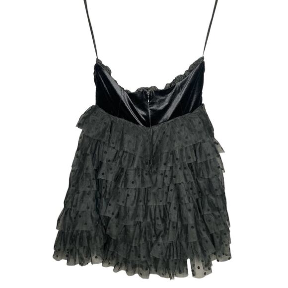 For Love & Lemons Jourdan Off the Shoulder Mini Dress Black w/ Gloves size M - Picture 6 of 16